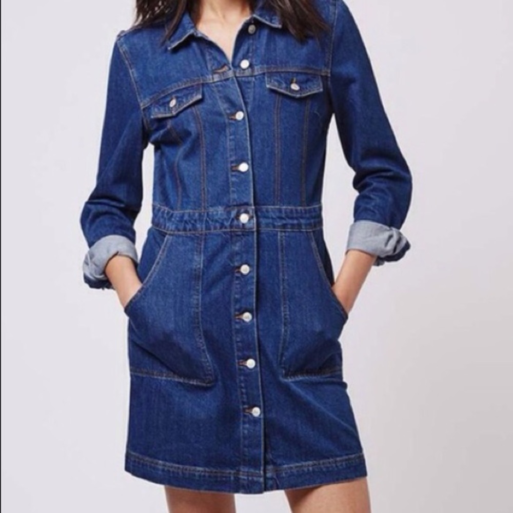 Moto by Topshop Denim Button-Up Dress